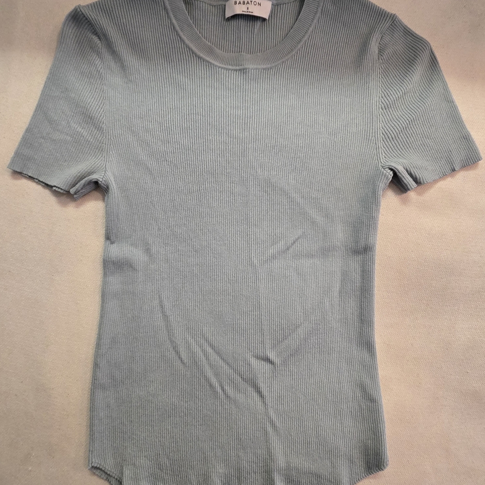 Babaton Women's Ribbed Knit Top - Light Blue